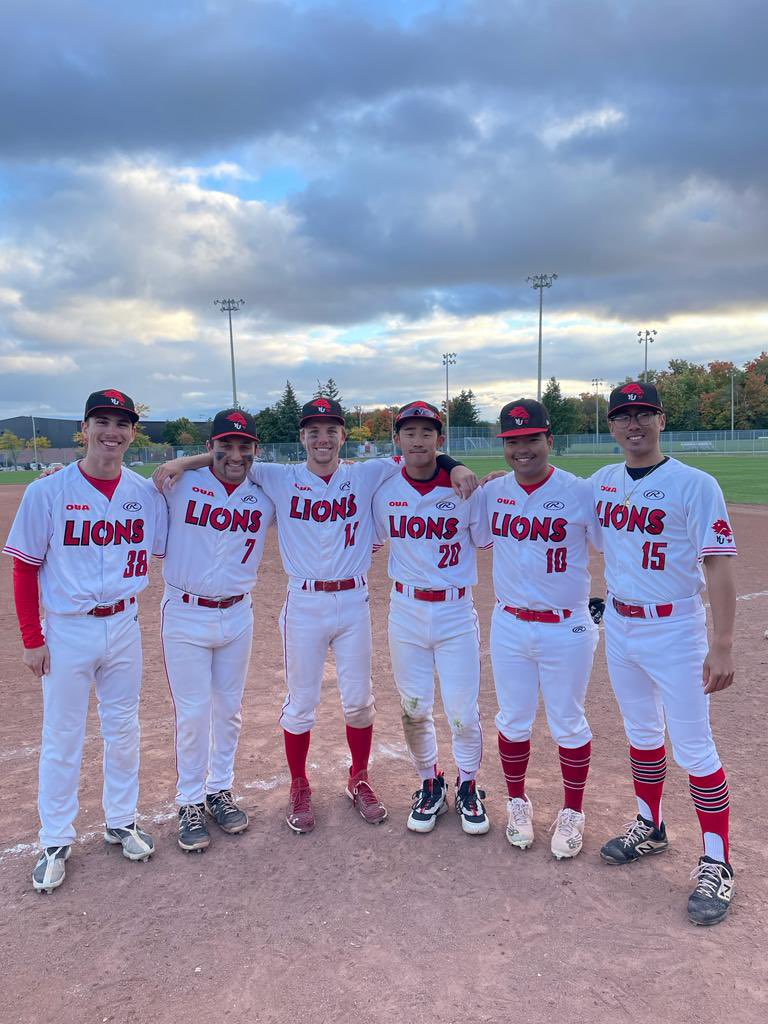 YorkUBaseball's tweet photo. A huge thank you to our 6 graduating seniors, Daniel Amodeo, Matthew Marmora, Ethan Brough, Eric Loeng, Kaz Horiuchi and Jett Bui. 

We cannot thank them enough for all they have done for our program and leaving it in the best place it’s ever been.

#lionpride #yorku #lion4life https://t.co/qwSTBLdW7b