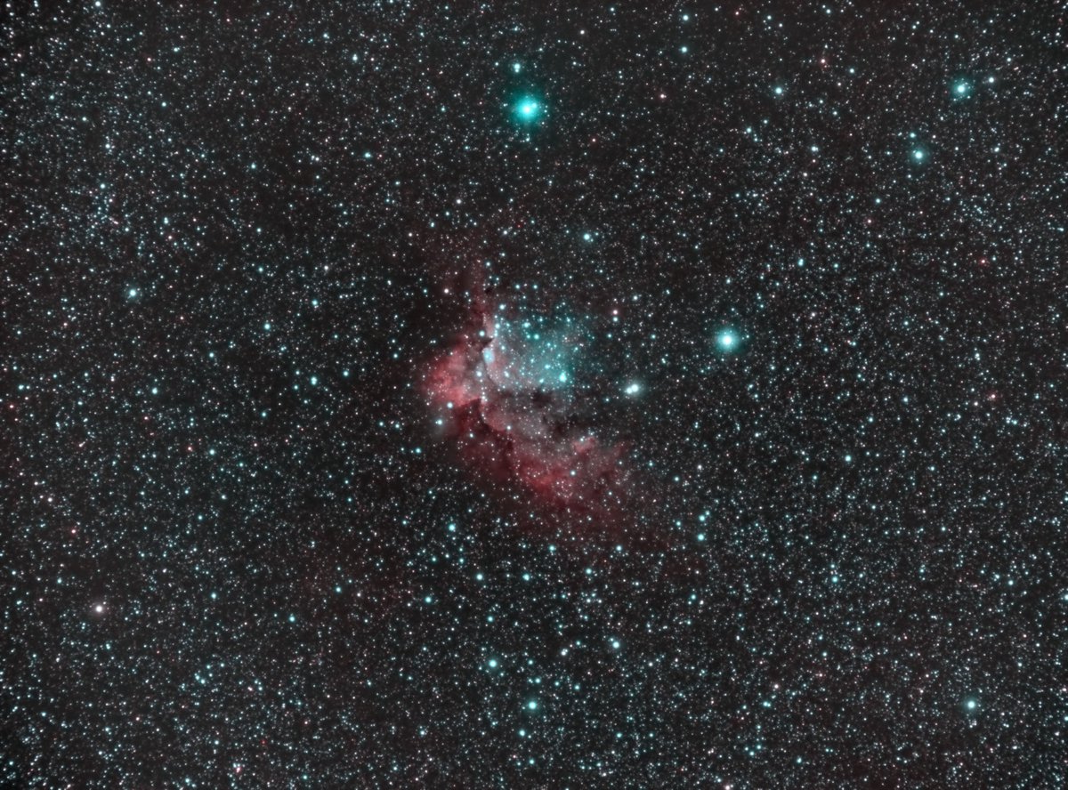 SBTastronomy's tweet photo. NGC7380. Una foto, dos procesados.
- 55 x 240 seg halfa
- 55 x 240 seg OIII
- 35 flats por canal 
- 35 darks -10ºC
- 250 BIAS
#astrophotography #astrophoto #astrofotografia #space #astronomy #asi1600mm #telescope #astrofotografia #astrofoto #deepskyNGC https://t.co/9aZajsuMDC