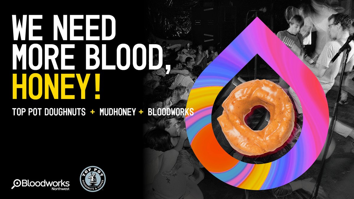 Bloodworks Northwest (@bloodworksnw) on Twitter photo WE NEED MORE BLOOD, HONEY!
We worked up something sweet with <a href="/Toppot/">Top Pot Doughnuts</a>! This October find our Blood Orange and Honey donut in Top Pot locations.
Shout out to <a href="/_Mudhoney/">Mudhoney</a> for collaborating and @CharlesP_photog for lending his iconic photos.
#MusicsInOurBlood #WeNeedMoreBloodHoney WE NEED MORE BLOOD, HONEY!
We worked up something sweet with <a href="/Toppot/">Top Pot Doughnuts</a>! This October find our Blood Orange and Honey donut in Top Pot locations.
Shout out to <a href="/_Mudhoney/">Mudhoney</a> for collaborating and @CharlesP_photog for lending his iconic photos.
#MusicsInOurBlood #WeNeedMoreBloodHoney