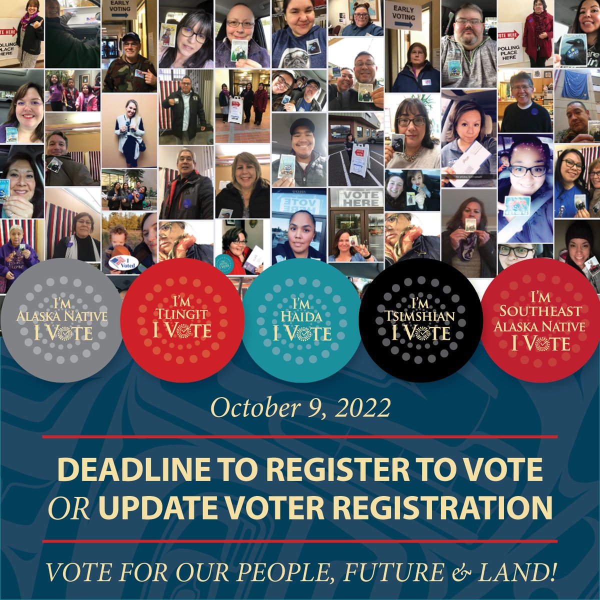 tlingithaida's tweet photo. If you need to register to vote or update your voter registration, today is the deadline in order to vote in the upcoming elections!
Visit the Alaska Division of Elections to learn more: https://t.co/GfE47t57UW
#OurVoice #OurVote #GOTNV #VotingForOurFuture #OurVoteOurValues https://t.co/LZqeUALXo9