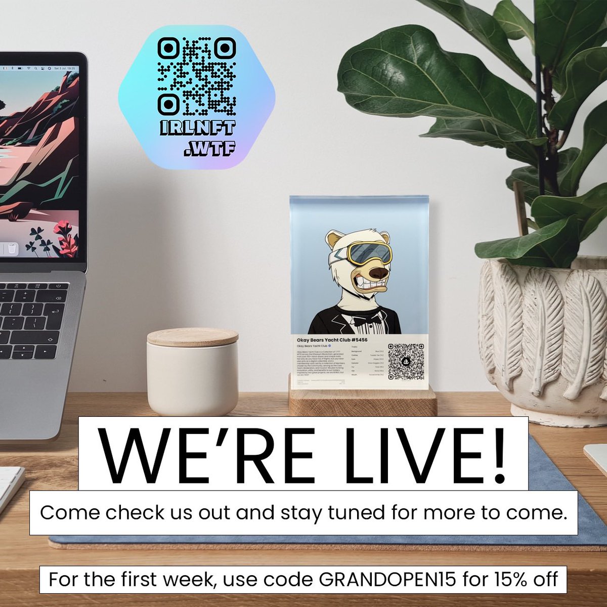 We’re live! IRLNFT 🧐 WTF? We know, it’s crazy… and that’s exactly why we’re doing it! Check us out and take 15% off your order with code GRANDOPEN15 #irlnft #nft #web3 #blockchain 

irlnft.wtf