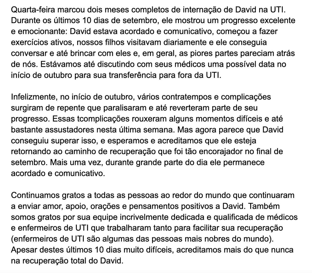 ggreenwald's tweet photo. ATUALIZAÇÃO sobre a internação de David Miranda: https://t.co/1gSwykS0al