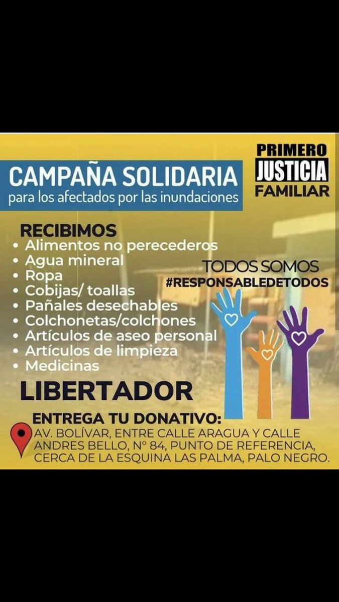 Jacque_Hurtado's tweet photo. En solidaridad con nuestros hermanos de Las Tejerias que hoy sufre una tragedia, Primero Justicia estará recolectado ropa, alimentos y medicinas. 
👇 aquí los centros de acopio.

Gracias por tu colaboración. https://t.co/q2jDRT54ER
