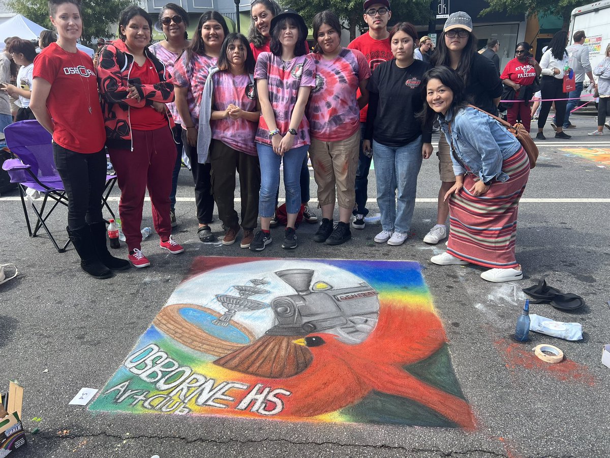 OHSFineArts's tweet photo. @rlosbornehs Art Club did a great job representing OHS at #Chalktoberfest this morning on Marietta Square! #cobbartrocks #osborneart @osborne_hs_art @ohsmudnmetals https://t.co/YnWFjj4fOJ