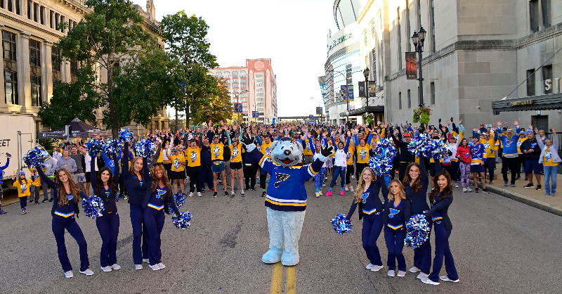 StLouisBlues's tweet photo. We had so much fun Saturday at the sixth annual #BlueNote5K, presented by @together_cu! See some of our favorite photos from a beautiful morning at @enterprise_cntr.