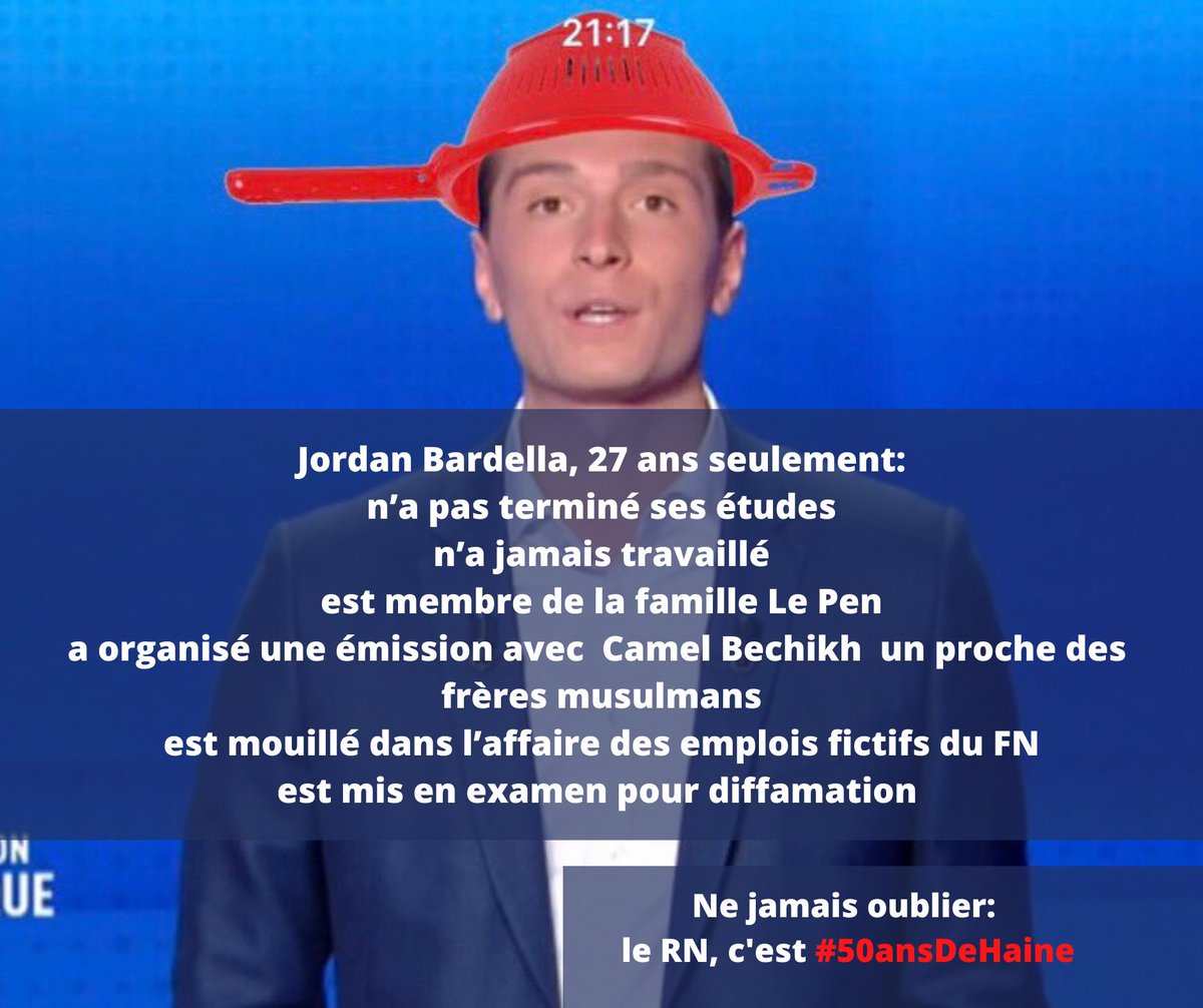 Ce matin #Bardella a donc claironné que la Crimée est Russe. Une tache supplémentaire sur son costard déjà bien dégoûtant. #resisteamFr #50ansDeHaine