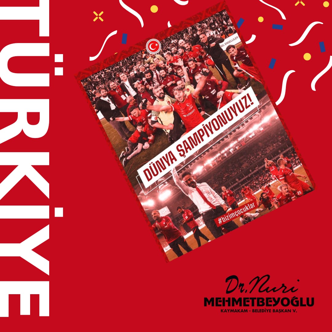 nmehmetbeyoglu's tweet photo. Dünya Şampiyonuyuz. 💪

Sizinle ne kadar gurur duysak azdır, tebrikler şampiyon, tebrikler 🇹🇷🇹🇷 #bizimçocuklar https://t.co/gQm8QqWSTq