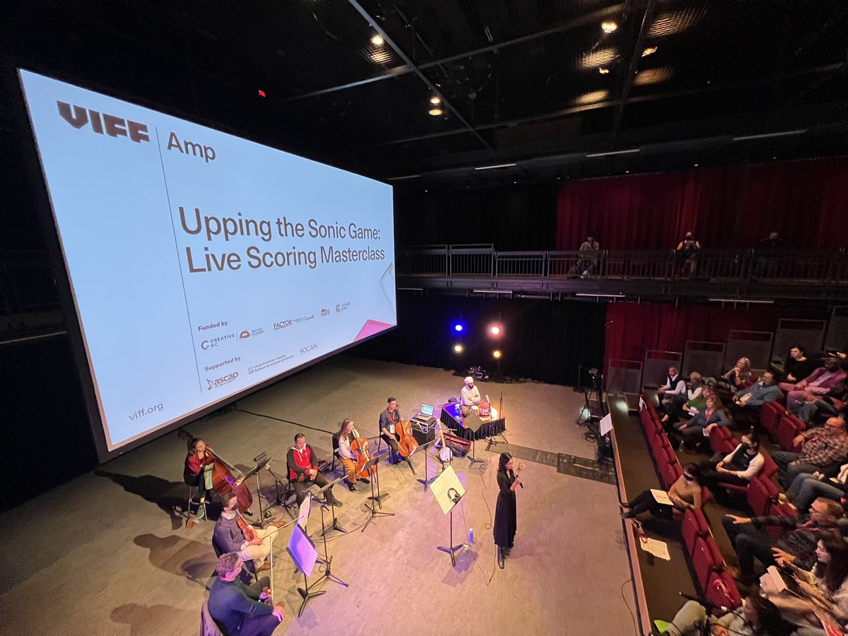 VIFFest's tweet photo. Sitting in on Upping The Sonic Game: Live Scoring Masterclass β a #VIFFAmp event about how live musicians enhance score, featuring three Vancouver composers and live performances with members of the @VSOrchestra.
Thank you to our supporters, @SOCANmusic @ASCAP @canmuspub https://t.co/RQC3Cr1utG