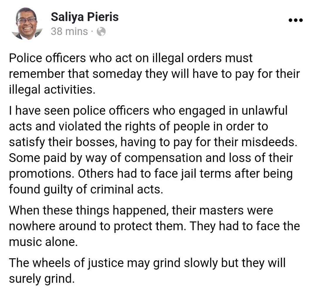 Well said <a href="/saliyapieris/">Saliya Pieris</a> #PoliceBrutality #lka