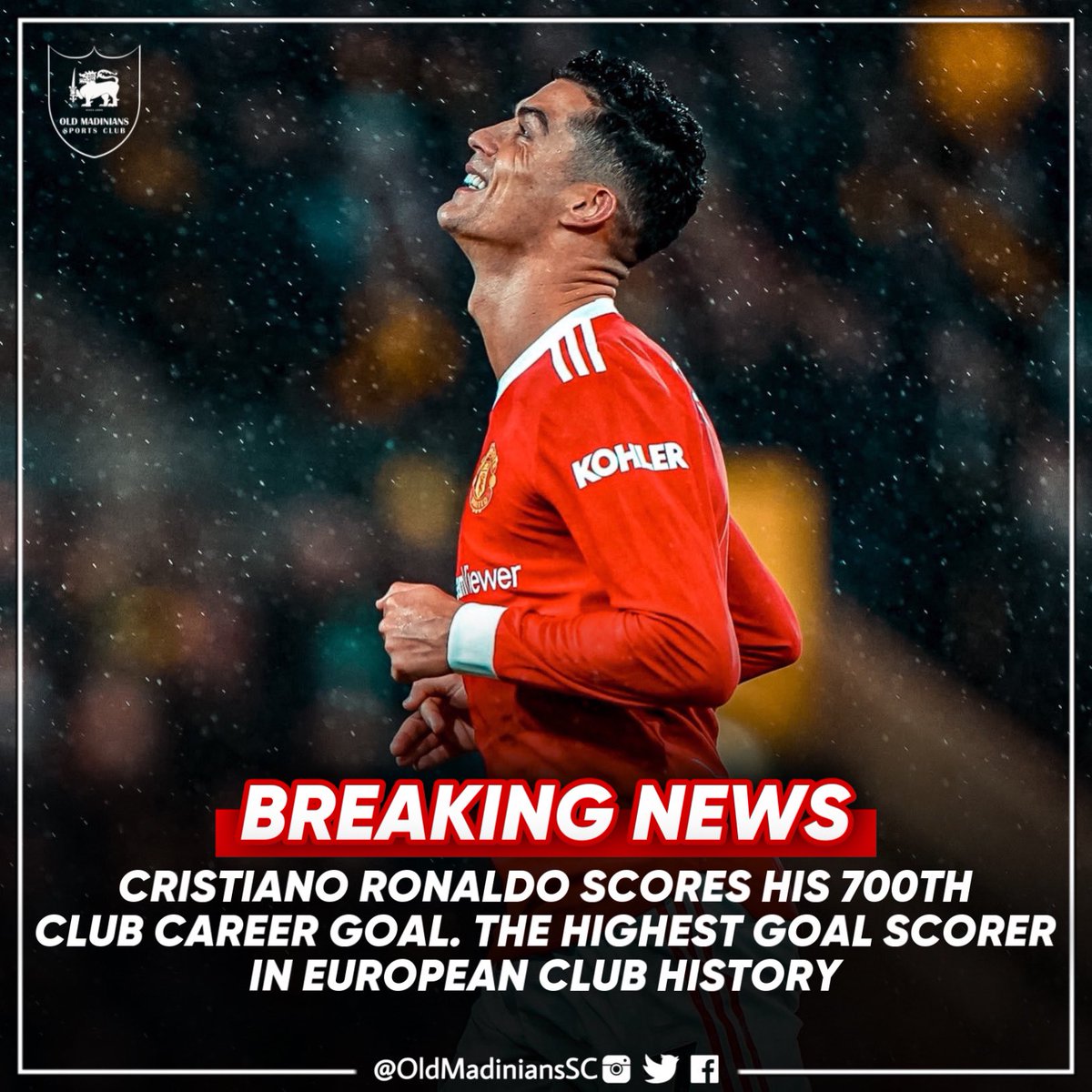 OldMadiniansSC's tweet photo. 700 CLUB GOALS!

THE ONE AND ONLY CRISTIANO RONALDO 🐐 #CristianoRonaldo #CR7 https://t.co/iIZB5WypPE