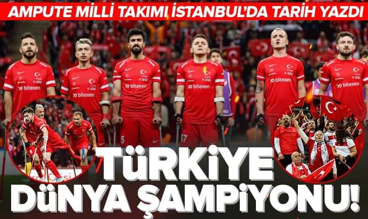_OsmanOkumus's tweet photo. AMPUTE FUTBOL MİLLİ TAKIMIMIZ İLK KEZ DÜNYA ŞAMPİYONU!

Angola'yı 4-1 Yenen Ay Yıldızlılar Dünyanın en büyüğü oldu.
Bu iş yürek işi kahramanca oynadılar şampiyon oldular, kutluyoruz. https://t.co/3bTVCmaLRh