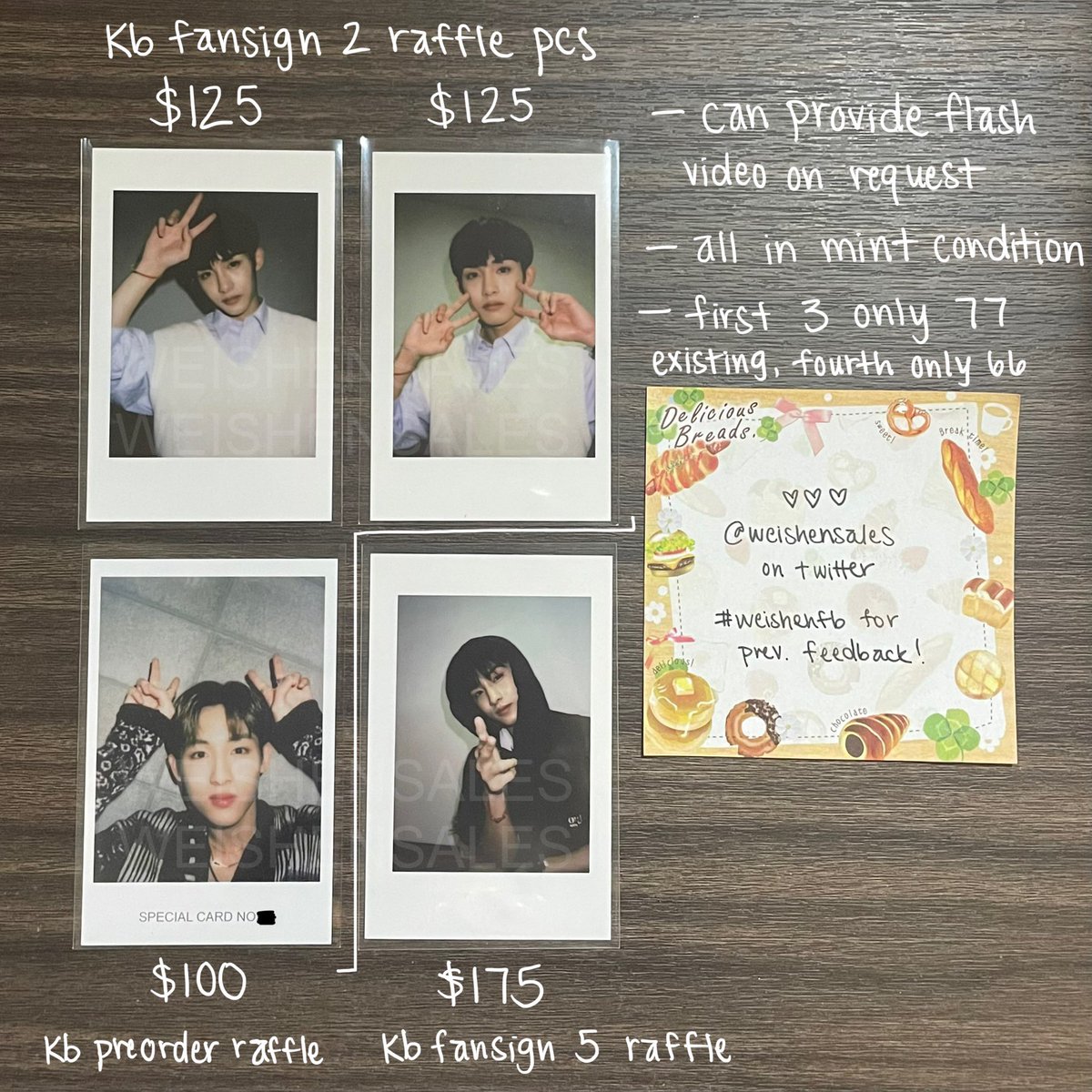 wts/lfb winwin wayv kick back RARE raffle lottery pcs 

> prices varies: $100-175 (see pic for details) 
> all prices include usa first class tracked shipping, priority +$4 (worldwide ok but shipping varies) 
> payment plans allowed

pls dm if interested!
more info in replies~
