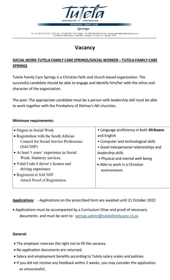 Social Work Vacancies SA on Twitter: "Various #SocialWorkvacancies"