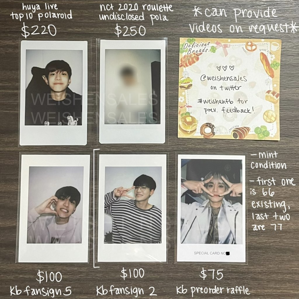 wts/lfb lucas official polaroids + kick back raffle lottery pcs

> price varies: $75-250 (see pic for details)
> prices include usa first class tracked shipping, priority +$4 (worldwide ok but shipping is extra) 
> payment plans allowed

pls dm if interested!
more info in replies