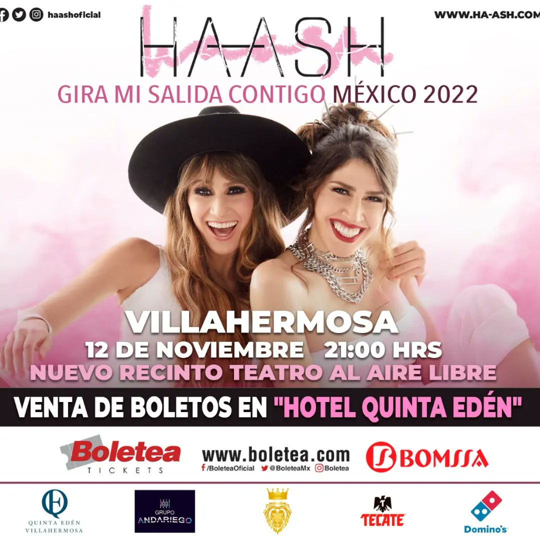 turisteandoeden's tweet photo. Ha Ash en Villahermosa.

12 de noviembre, gira "Mi Salida Contigo" México 2022, palenque del Parque Tabasco, Dora María, 9 de la noche.
Boletos a la venta
Zona Fan $2,500 
VIP $1,850
Preferente $1,500
General $600
Boletos Disponibles:
https://t.co/zVvsQIEznz https://t.co/lGuPPl5gjo