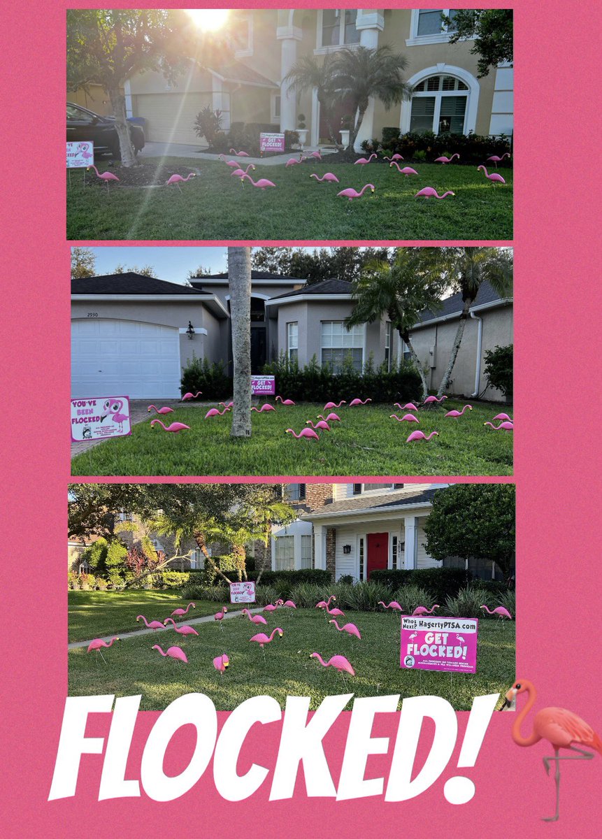 FLOCK ON! 🦩
FLOCKTOBER continues with our bright pink friends have popping up all over town this week! 
If you would like to surprise a friend and brighten up their yard, visit tinyurl.com/628tzy9y to pick your date!  
All proceeds benefit our senior scholarships fund. 🦩