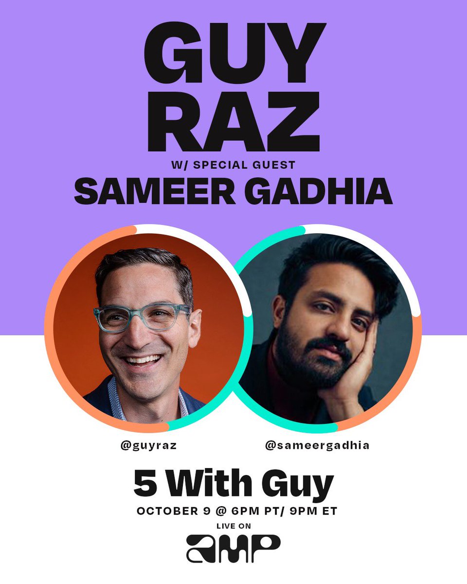 guyraz's tweet photo. New #5WithGuy at 6pm PST tonight featuring @youngthegiant’s Sameer Gadhia!
We’ll be playing 5 songs that shaped his life, only @onamp
https://t.co/iQsSf4vfCl https://t.co/ray1Digq9V