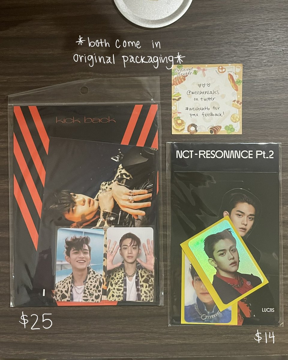 wts/lfb lucas wayv + nct official md

> kick back ar pc + frame set $25
> resonance pt 2 holo set $14
> prices include usa first class tracked (ww shipping is extra)
> all in mint condition

dm if interested! pls help rt~ <a href="/NCT_trading/">NCT Trading</a> <a href="/selling_nct_usa/">☻</a> <a href="/ncttradesusa/">lei</a> <a href="/WayV_Trading/">WayV Trade (WTT/WTS/WTB)</a>