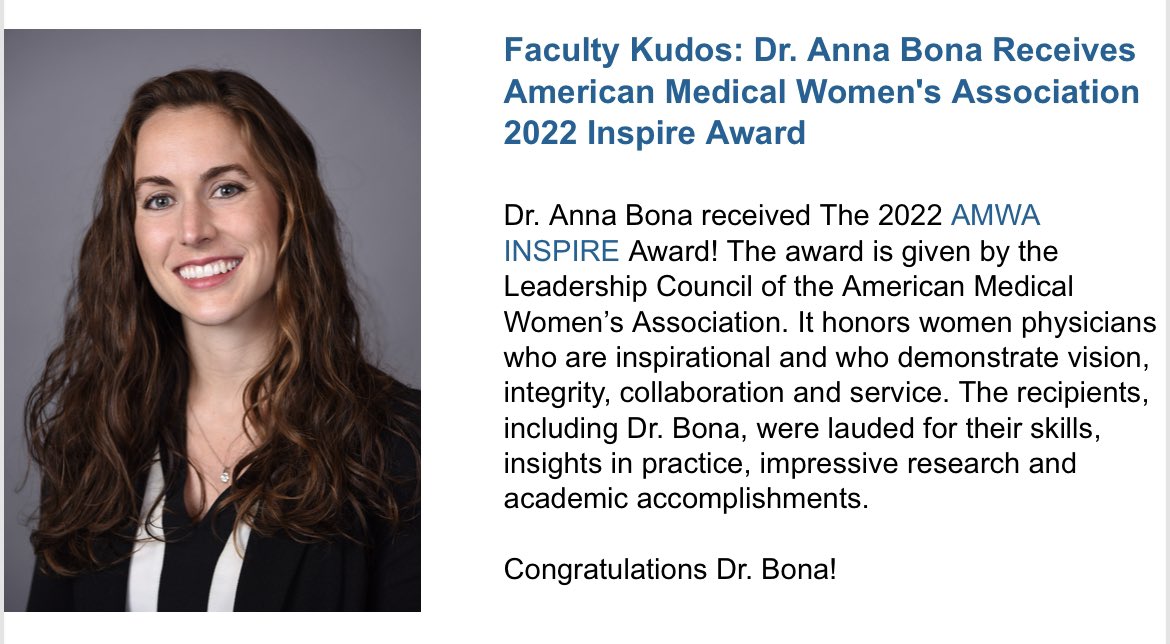 Congratulations to Sim Division member <a href="/annamb89/">Anna Mary</a> on her <a href="/AMWADoctors/">AMWA Doctors</a> 2022 Inspire Award! As a fellow, Dr. Bona designed a boot camp for women physicians to hone their leadership and self-promotion skills that was very well received by all participants. We’re lucky to have you!