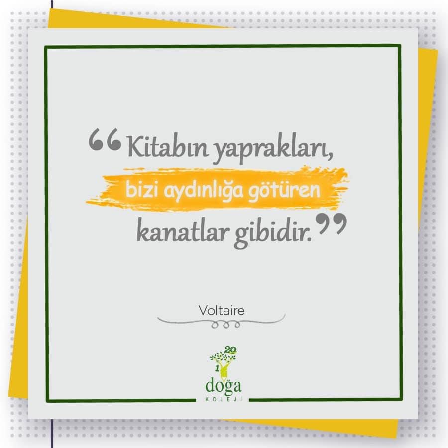 dogakolejiadana's tweet photo. “Kitabın yaprakları, bizi aydınlığa götüren kanatlar gibidir.” 

#Voltaire 

@dogakolejiadana 
@drhalilgursoy 
@kekilli_h https://t.co/ZDzifNFkYQ