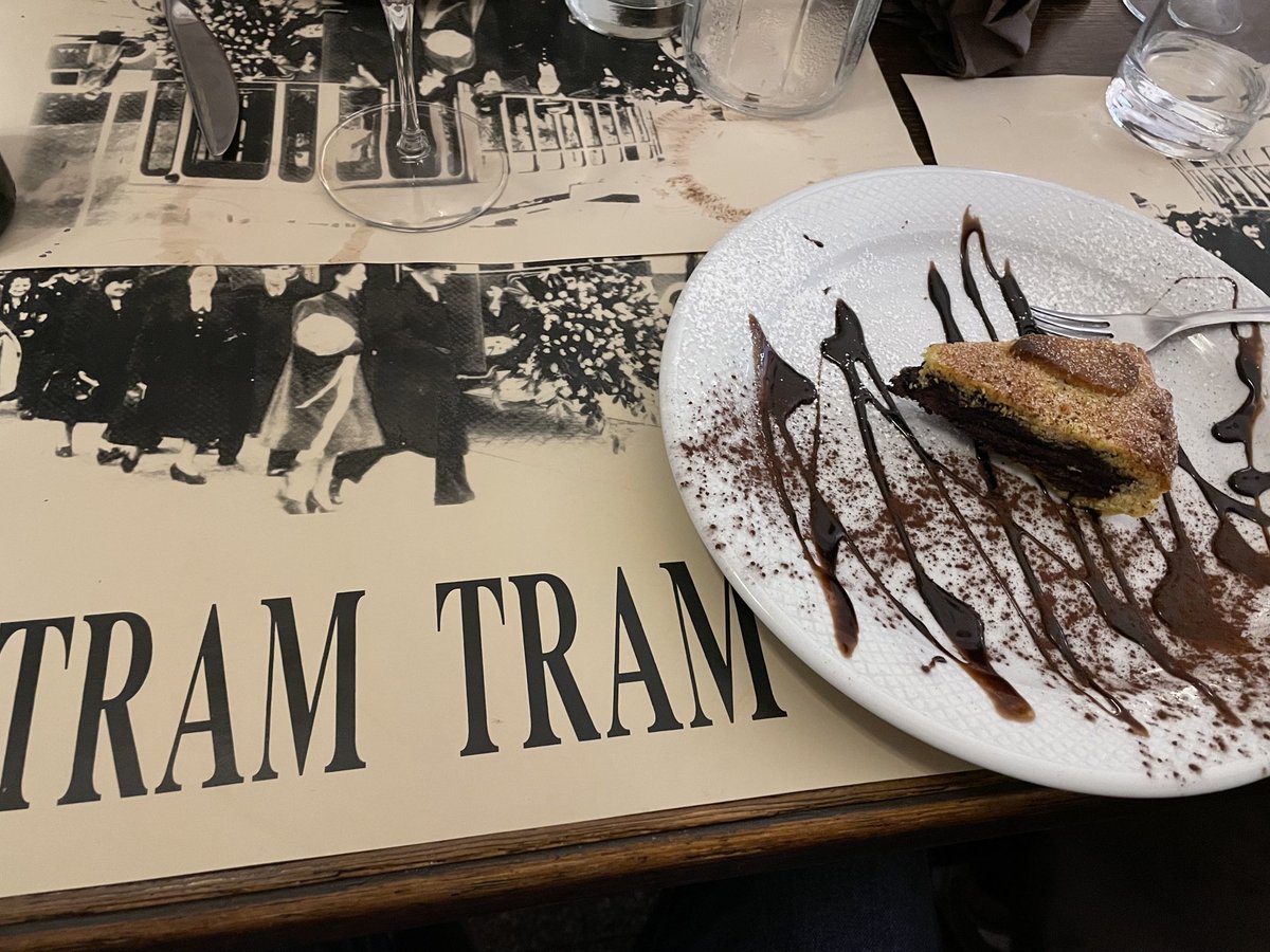 DigiGav's tweet photo. Revisiting Tram Tram, a favourite restaurant in Rome. The chocolate lemon torta was amazing. https://t.co/ReCz00zMVe