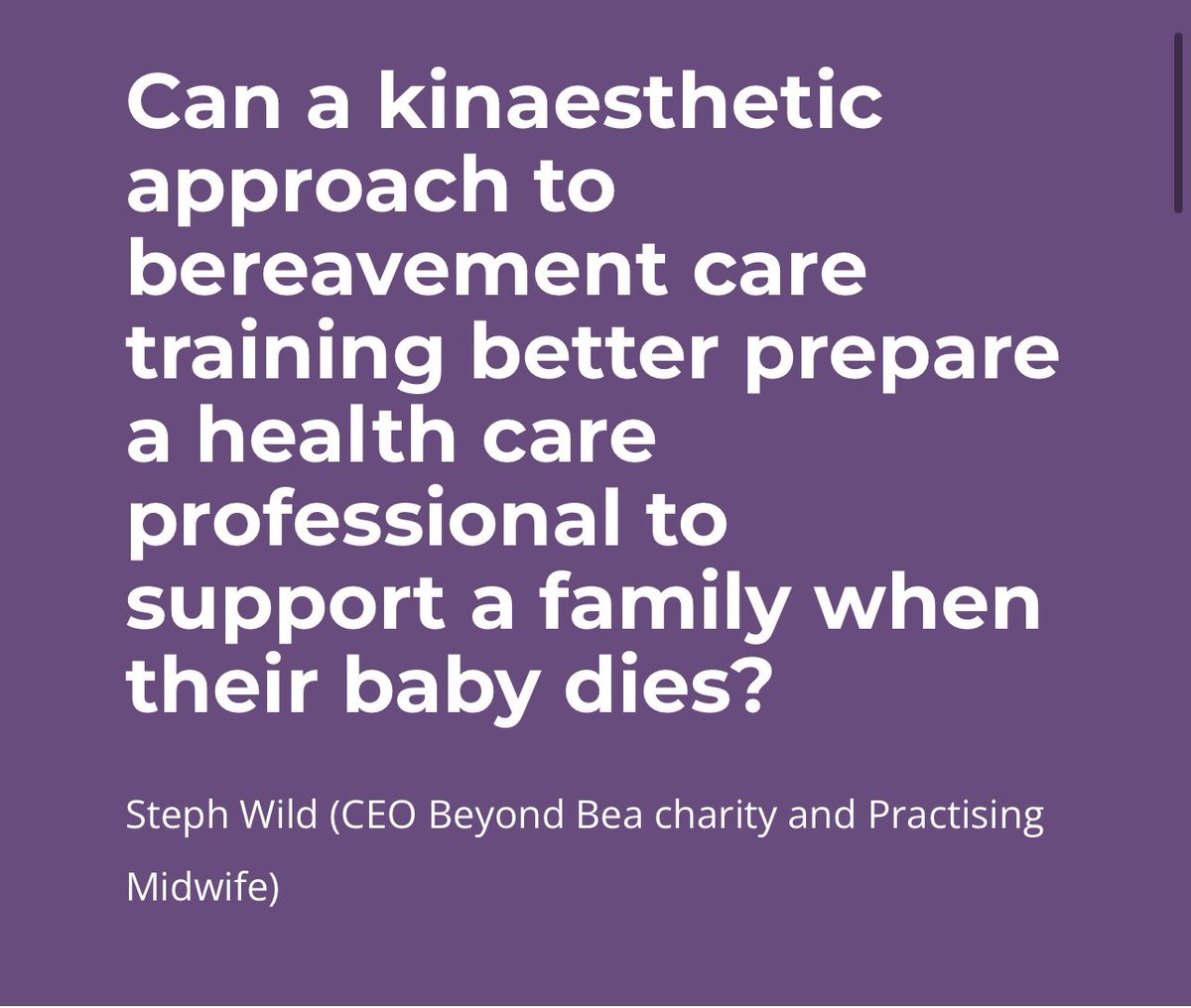 #BabyLossAwarenessWeek began today. 

We are committed to supporting all parents who tragically loose babies at any stage, &amp; to preventing avoidable loss. 

We do this through education, receiving &amp; sharing knowledge, care &amp; collaboration <a href="/BeyondBea1/">Beyond Bea</a>  

all4maternity.com/a-kinaesthetic…