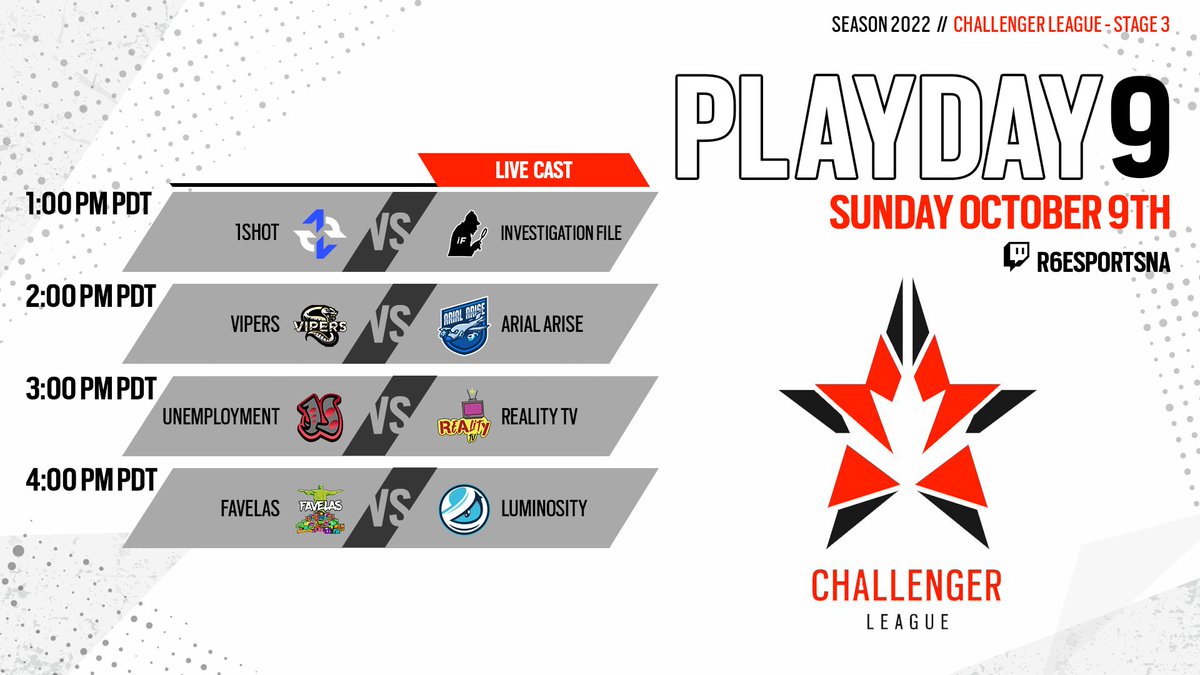 One final playday to go - #R6NACL Stage 3 concludes today! You don't want to miss the show! 

Watch live:
📺 twitch.tv/r6esportsna