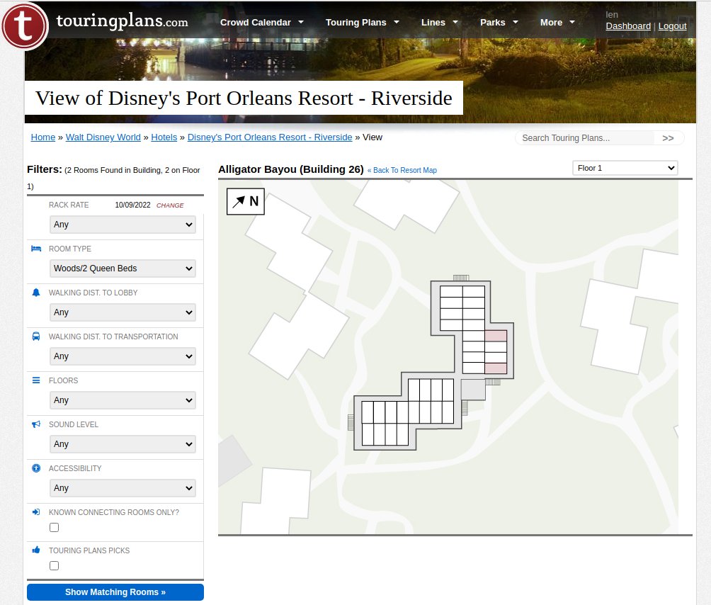 @leedsandyb76 <a href="/TouringPlans/">TouringPlans</a> In the "View" drop-down, select "Woods/2 Queen Beds" option, then click the blue "Show Matching Rooms" button.  

You should see matching *buildings* appear in red. 

Click on any building to see a map of rooms by floor.  All the Woods/2QB rooms will be shown in red.