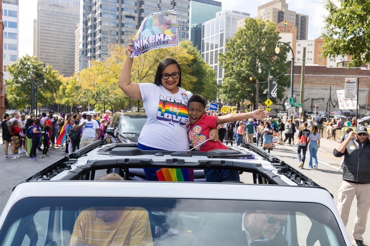 NikemaWilliams's tweet photo. Happy Pride Y’all! 

Hanging with my Senators @ossoff and @ReverendWarnock, Georgia’s next Governor @staceyabrams and the best constituents in the country in the #FightingFifth! #VoteEarly #Vote https://t.co/6OaqkbfdKu