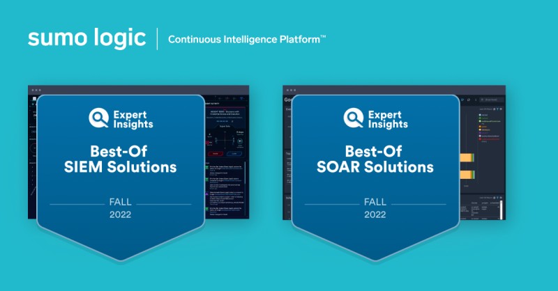 SumoLogic's tweet photo. Exciting times! We've been awarded an @insights_expert “Best Of” Fall 2022 award in the #SIEM & #SOAR categories! https://t.co/JSY7he3run #ExpertInsightsBestOfFall2022 #CloudSIEM #CloudSOAR https://t.co/12BQ40ACfS