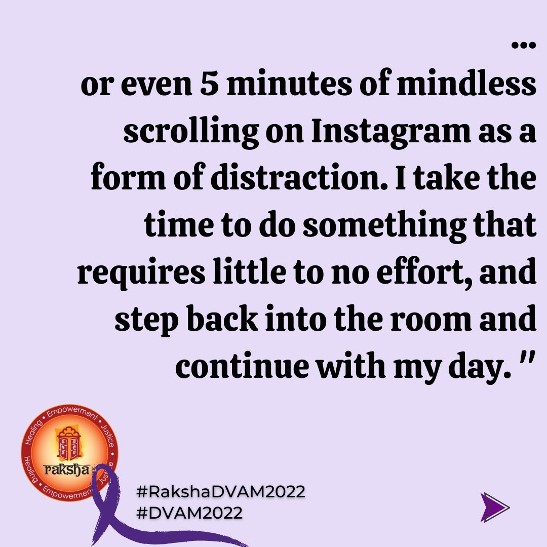 #day8 #dvam2022 Let's talk about self-care for frontline service providers. Scroll to read a few tips from our direct services staff.

#dvam #rakshadvam2022 #raksha31daysofdvam #domesticviolenceawareness