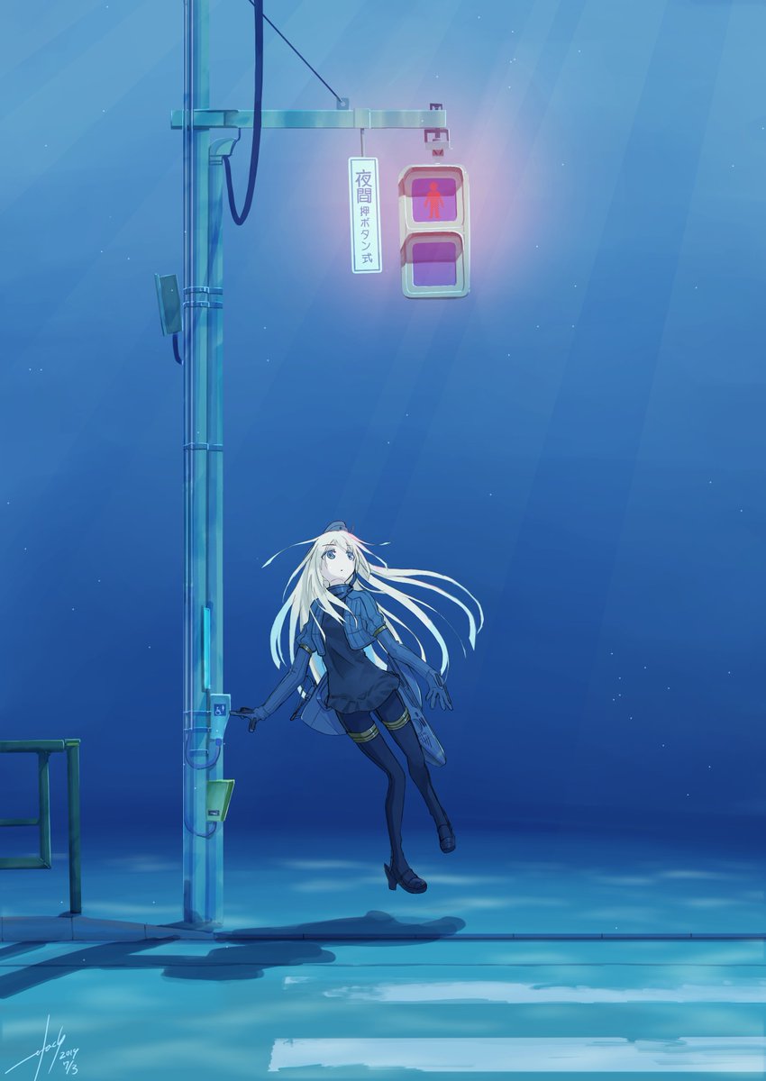 u-511 (kancolle) 1girl long hair underwater solo cropped jacket blue eyes blonde hair  illustration images