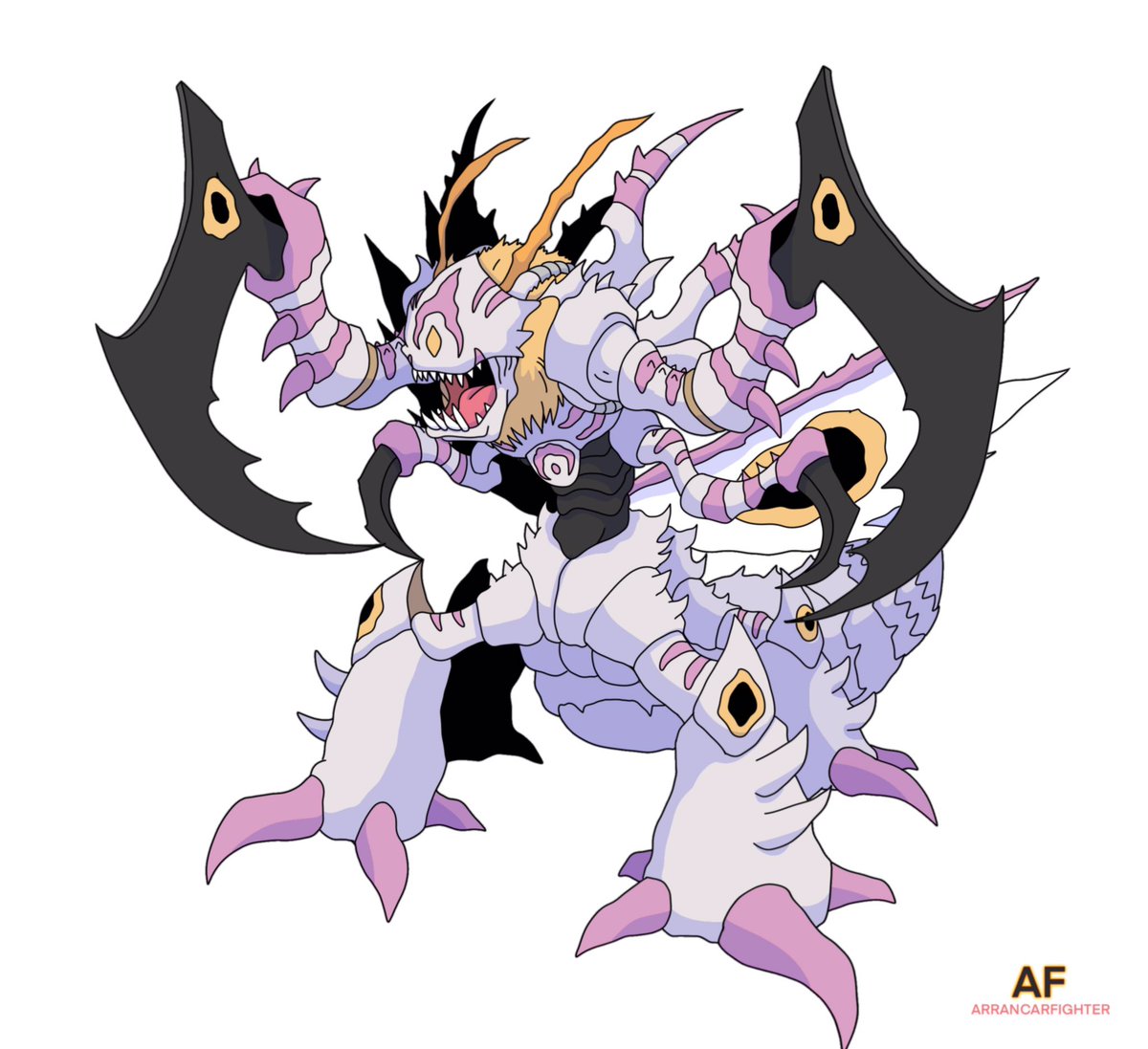 Arrancarfighte2's tweet photo. SuperSnimon aka Orchid Snimon colored version. Original sketch in the comments. Thanks for lookin! #digimon #digimonadventure #snimon #ghostgame #fanart https://t.co/qzfGyZoE5Q