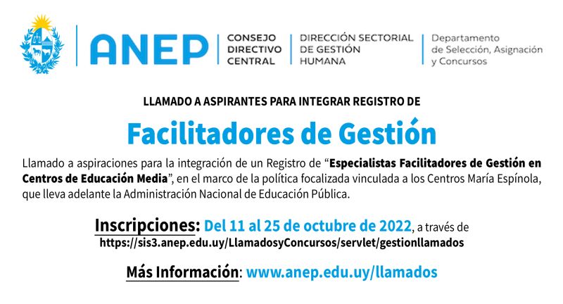 Excelente oportunidad para sumarse a trabajar en la implementación de la modalidad “Centros María Espinola” (CME). Inscripciones del 11 al 25/10/22
Inscribite al llamado: lnkd.in/d8d_9Gn3
Mas info del llamado: lnkd.in/d9MgaAij
Sobre los CME: lnkd.in/ddApKa3M