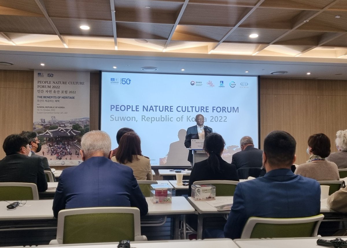 We have started! Director Webber Ndoro <a href="/ICCROM/">ICCROM</a> opens the People Nature Culture Forum in #Suwon #Korea with the words: I do not believe in the division of sectors. We are one! <a href="/IUCN/">IUCN</a> <a href="/ICOMOS/">ICOMOS</a> #UNESCO #PNC <a href="/NicoleEmilyFran/">Nicole Franceschini</a>