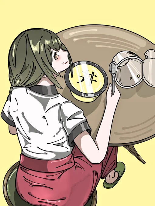 長いこと描けてなくてすみません。久し振りのお題箱です。#シャニマス#桑山千雪> プリン二個食い千雪 #odaibako_aen_elem  