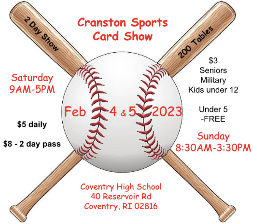 CardCranston's tweet photo. February 4-5, 2023
Cranston Sports Card Show. 2 day event! Please retweet!
#baseballcardshow #tradingcards #vintage #thehobby #rhoideisland #sportscardshow #awesome #whatsgoingoninrhodeisland #cardcollecting #topps #panini https://t.co/y5Fd2PAM9M