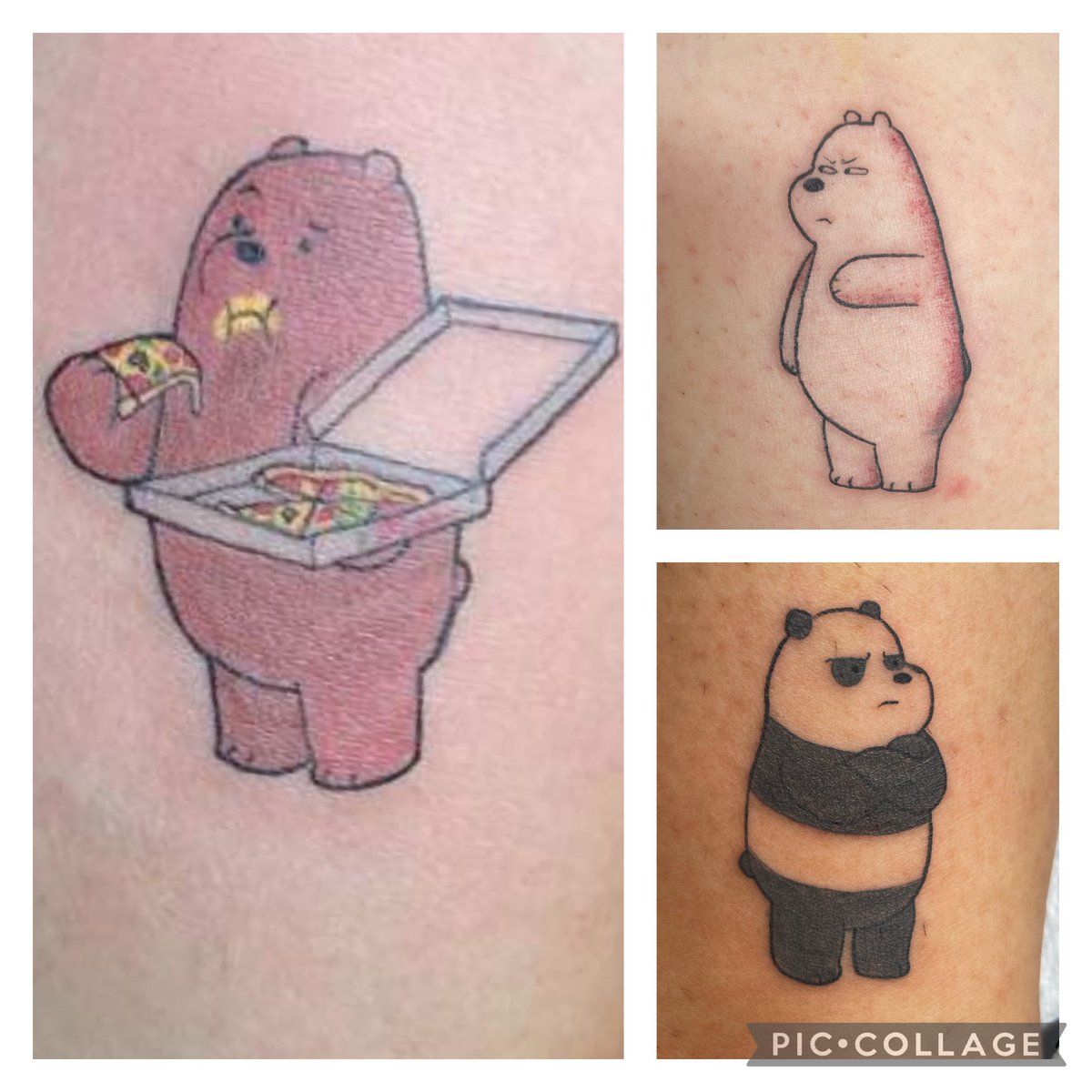 SarcasticJTtv's tweet photo. Me, @NugggyNug and @Charmzorz got matching tattoos. Can you guess who's is who's? #thebarebears #TwitchConSanDiego  #twitch #tattoo https://t.co/PvNHJELKDo