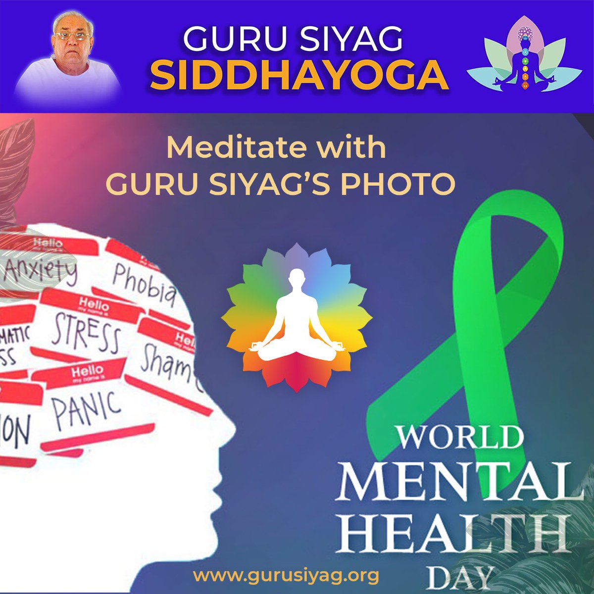 Practicing Siddha Yoga Reduces negative emotions which improves mental health, Increases self-awareness, helps in Focusing on the present . #worldmentalhealth4all