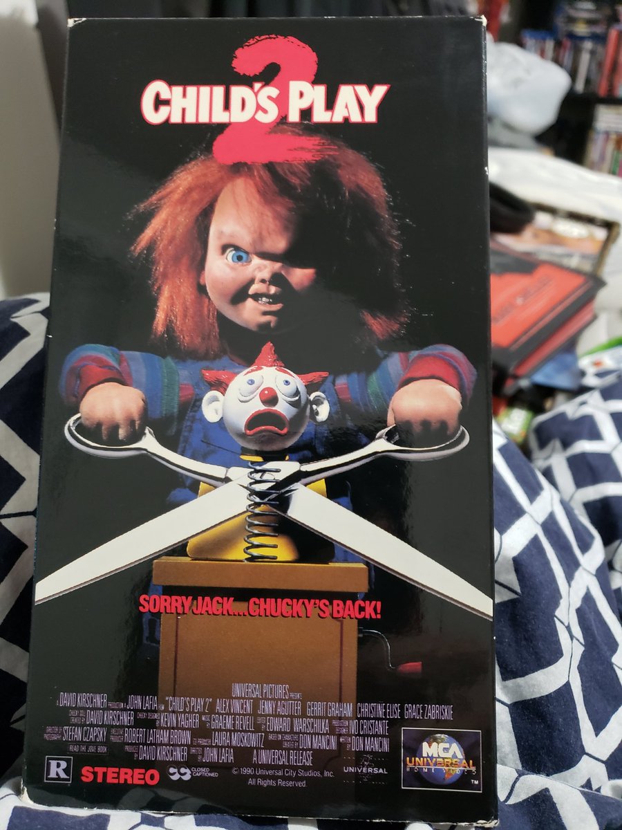 Up next on my Spooktober Filmfest...Child's Play 2 (1990) on VHS 📼! #movies #horror #childsplay #childsplay2 #DonMancini #chucky #BradDourif #alexvincent #jennyargutter #gerritgraham #ChristineElise #gracezabriski #BethGrant #vintage #vhs #90s #spooktober #halloween #october