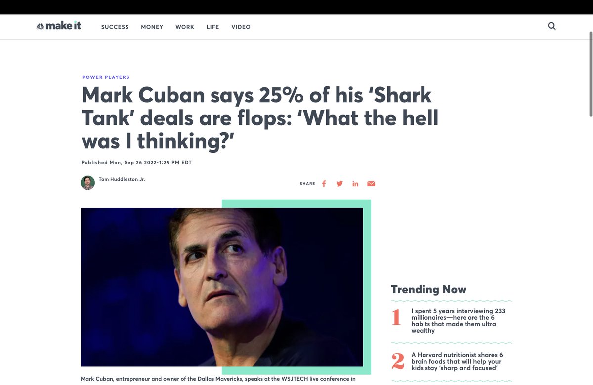 TopSharks's tweet photo. #MARCUBAN is far more lucky ☘️☘️☘️☘️
than he is smart or even a barely legit investor.
His NET After all this time on #SharkTank 
is Loss After Loss After Loss.

What does that say ? 
All this loss + appearing like he knows
wtf he is doing... when he doesn't ?

The man is just ☘️ https://t.co/z6uhKjVHLX