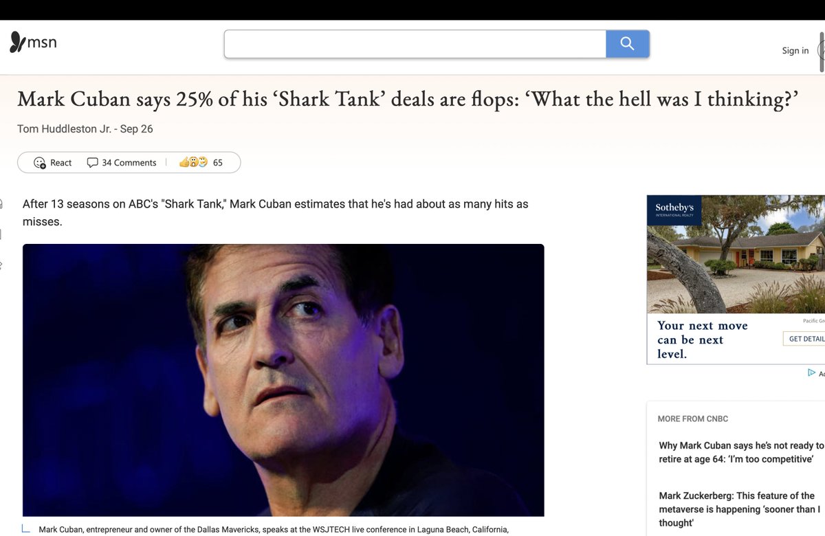 TopSharks's tweet photo. #MarkCuban is super lucky 
His claim to fame is being over-paid per user
for a company not worth that much. ☘️☘️☘️
 escaped the dot com bust crash 📉
+ cashed in while it was pure hot air hype.

CUBAN Not much of an investor.  He's just lucky. https://t.co/mseEFkA1d8