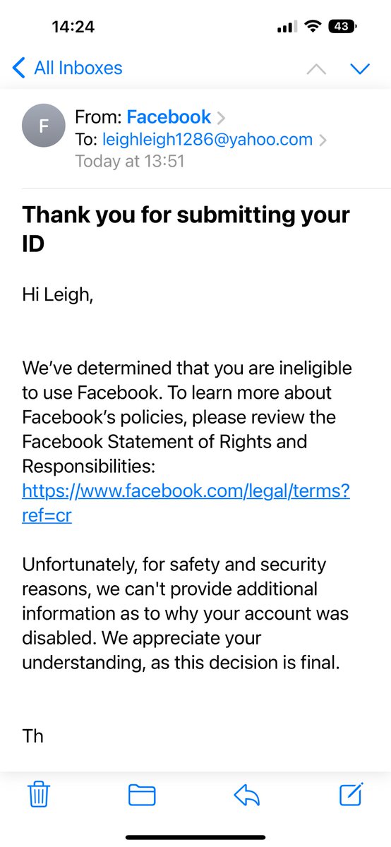 leighleigh1212's tweet photo. #jaytech222
Please help with access and this #bullcrap @MetaNewsroom @facebook @FBoversight @facebookapp is doing. No appeal options, nothing! https://t.co/on97xgHgpn