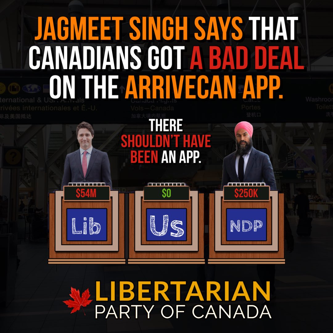 LibertarianCDN's tweet photo. We can’t put a price-tag on rights and freedoms. The sooner the political establishment understands that, the sooner — and better — those rights and freedoms will be protected against abuse. #ArriveCAN was wrong at any price.
#cdnpoli #libertarian https://t.co/IUyl8ejvPq