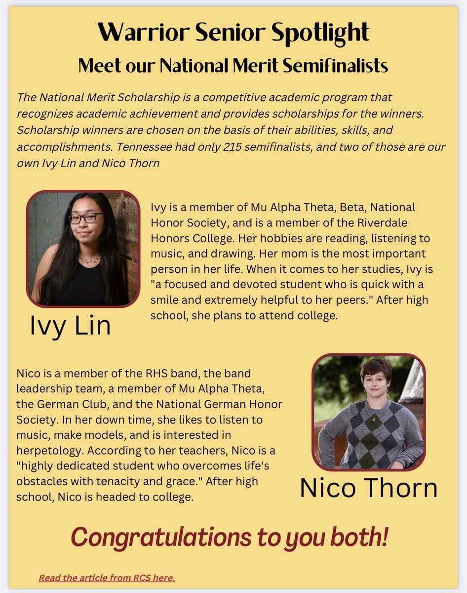 RHS Senior Spotlight 📕📚🏹🎓