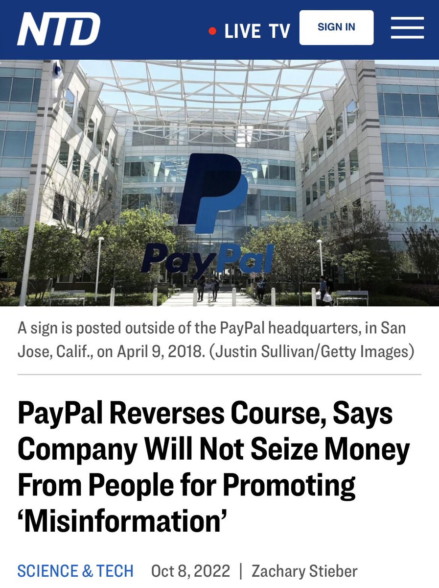 cvpayne's tweet photo. This is bizarre and scary. Talk about chutzpah...PayPal gets to decide what it's users say and then penalize them? Get out of here. I'm canceling them today. https://t.co/aI67Mvsfci