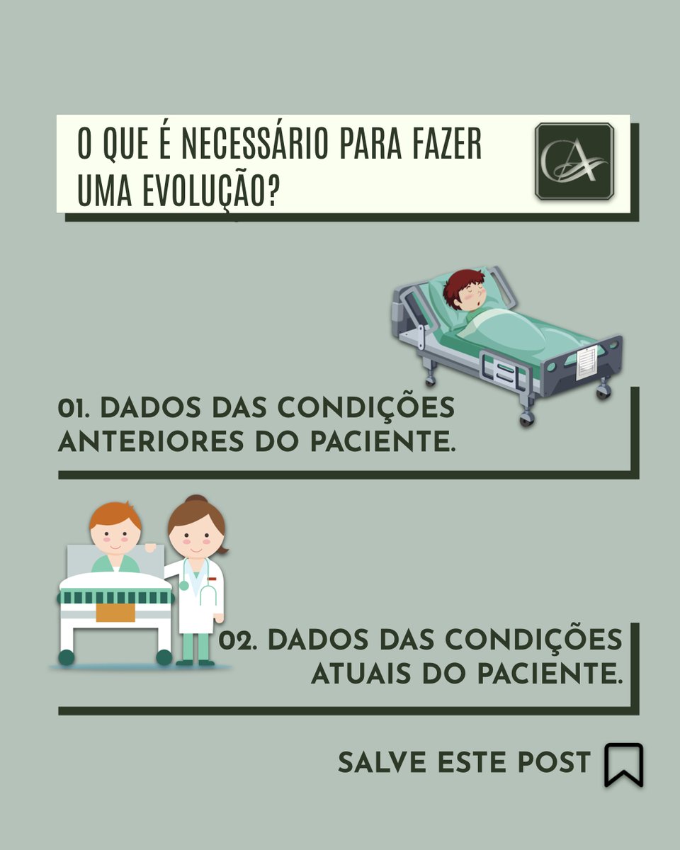 ProfAldri's tweet photo. A evolução de #enfermagem é o registro da análise das condições clínicas do paciente nas últimas 24h.
Para construí-la você precisa dos dados anteriores e dos dados atuais, para então, fazer um comparativo e redigir a #avaliação. https://t.co/YfX9TpO2LI