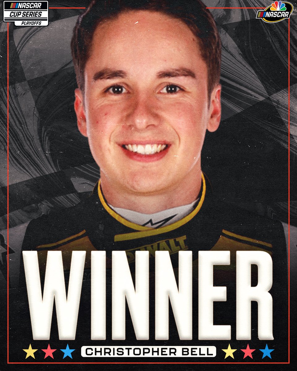 NASCARonUSA's tweet photo. RETWEET to congratulate @CBellRacing!

He wins his way into the next round at the ROVAL! #NASCARPlayoffs https://t.co/cBlbpygf8V