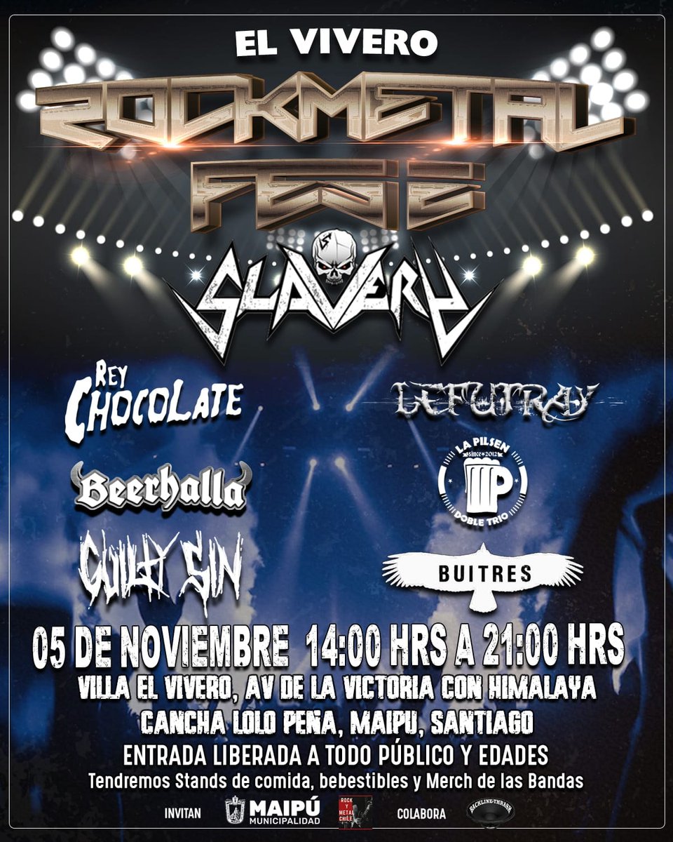 Beerhallaband's tweet photo. Beerhalla vuelve a los escenarios!!!
Sábado 5 de noviembre en Maipú junto a La Pilsen doble trio, Guilty Sin, Rey Chocolate,Slavery, Lefutray y Buitres. Desde las 14:00 horas. Entrada liberada! @LaPilsenDT @LEFUTRAY @SlaveryChile https://t.co/oVFRNSDAuW