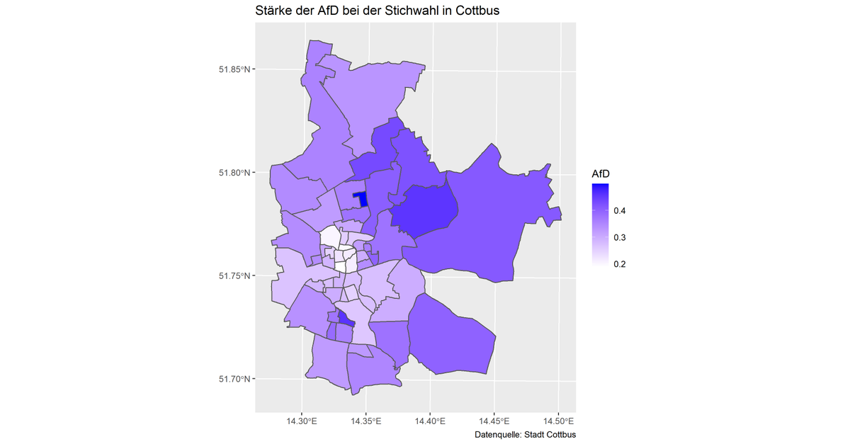 adrgru's tweet photo. Auswertung zur Stichwahl in #Cottbus, erstellt mit ggplot in R. Quelle der Daten: https://t.co/B39v3LB9aP #OBWahlCB https://t.co/YR97gyzdi1